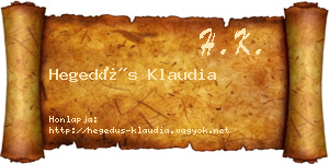 Hegedűs Klaudia névjegykártya